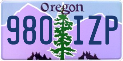 OR license plate 980IZP