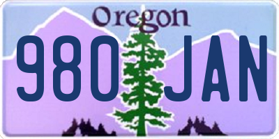 OR license plate 980JAN