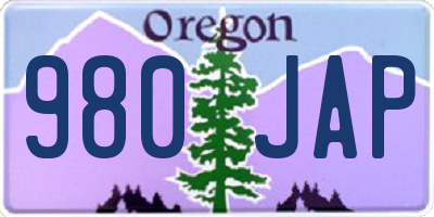 OR license plate 980JAP