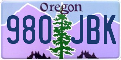 OR license plate 980JBK