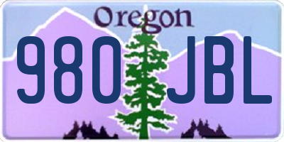 OR license plate 980JBL