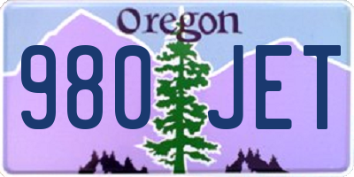 OR license plate 980JET