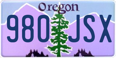OR license plate 980JSX
