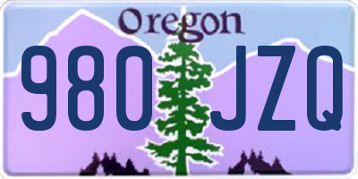 OR license plate 980JZQ