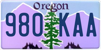 OR license plate 980KAA