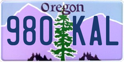 OR license plate 980KAL