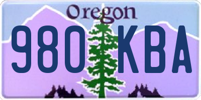 OR license plate 980KBA