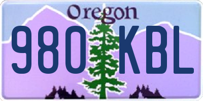 OR license plate 980KBL
