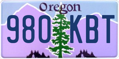 OR license plate 980KBT
