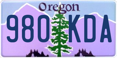 OR license plate 980KDA