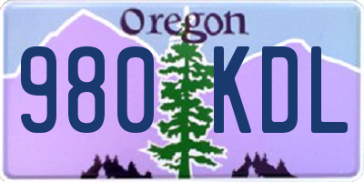 OR license plate 980KDL
