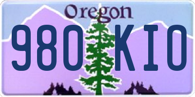 OR license plate 980KIO