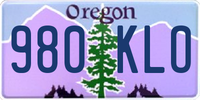 OR license plate 980KLO