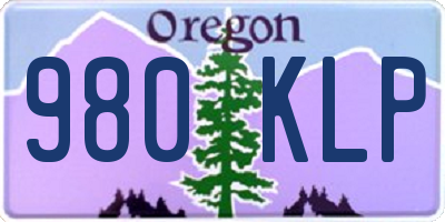 OR license plate 980KLP