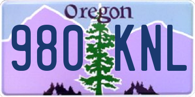 OR license plate 980KNL
