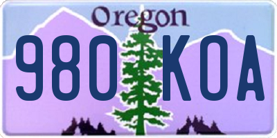 OR license plate 980KOA