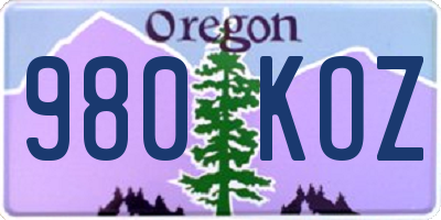 OR license plate 980KOZ