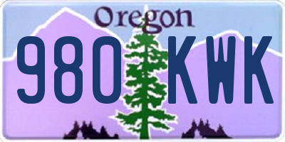 OR license plate 980KWK