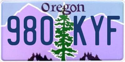 OR license plate 980KYF