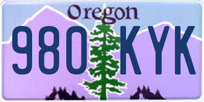 OR license plate 980KYK
