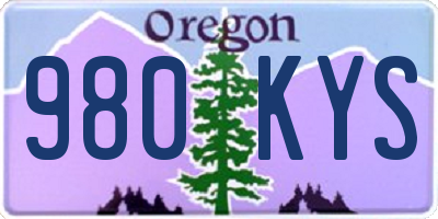 OR license plate 980KYS