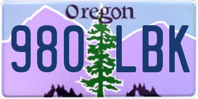 OR license plate 980LBK