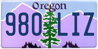 OR license plate 980LIZ