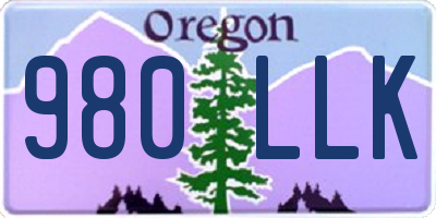 OR license plate 980LLK