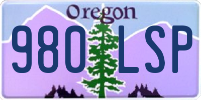 OR license plate 980LSP