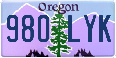 OR license plate 980LYK