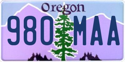 OR license plate 980MAA