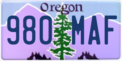 OR license plate 980MAF