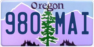 OR license plate 980MAI