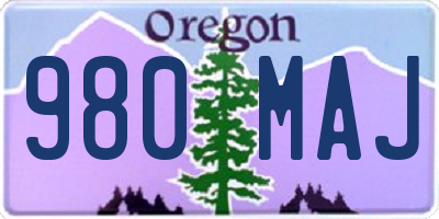 OR license plate 980MAJ