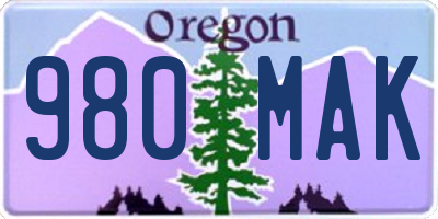 OR license plate 980MAK