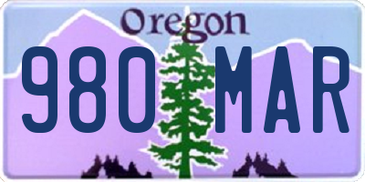 OR license plate 980MAR