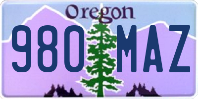 OR license plate 980MAZ