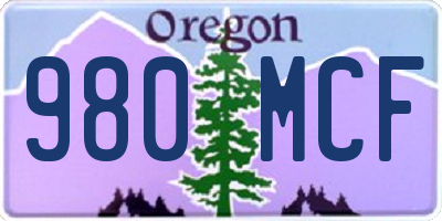 OR license plate 980MCF