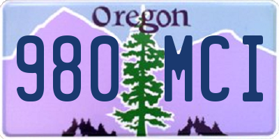 OR license plate 980MCI