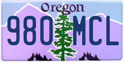 OR license plate 980MCL