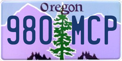 OR license plate 980MCP