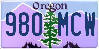 OR license plate 980MCW