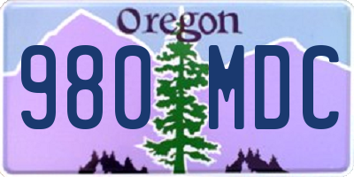 OR license plate 980MDC