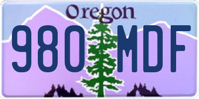 OR license plate 980MDF