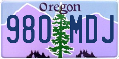 OR license plate 980MDJ