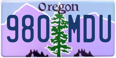 OR license plate 980MDU