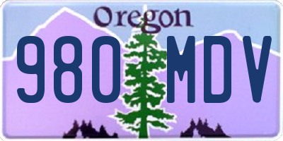 OR license plate 980MDV