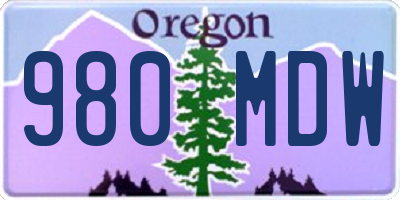 OR license plate 980MDW