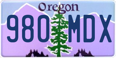 OR license plate 980MDX