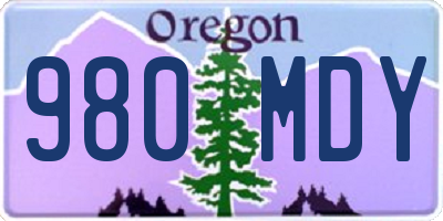 OR license plate 980MDY